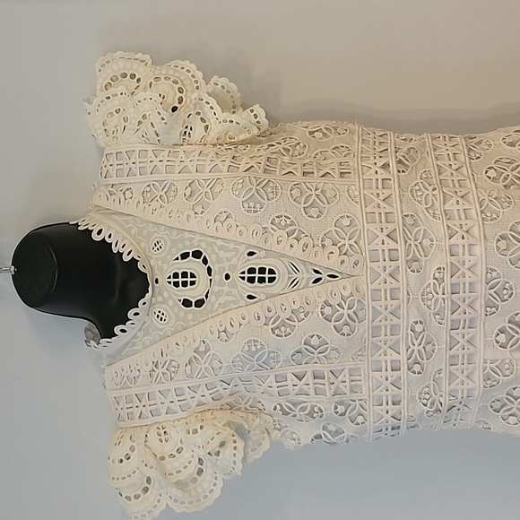 Sea New York Sz 4 Cream Lace Ruffle Cocktail Dress - Picture 4 of 13